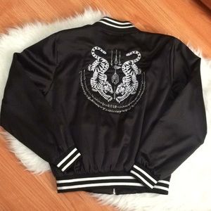 Brandy Melville Liz Tiger Embroidery Bomber Jacket